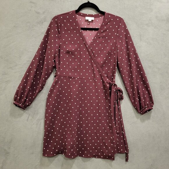 Loft Midi Wrap Dress Women's Size 4P Polka Dot Office Career Party Flowy Classic - Picture 1 of 6